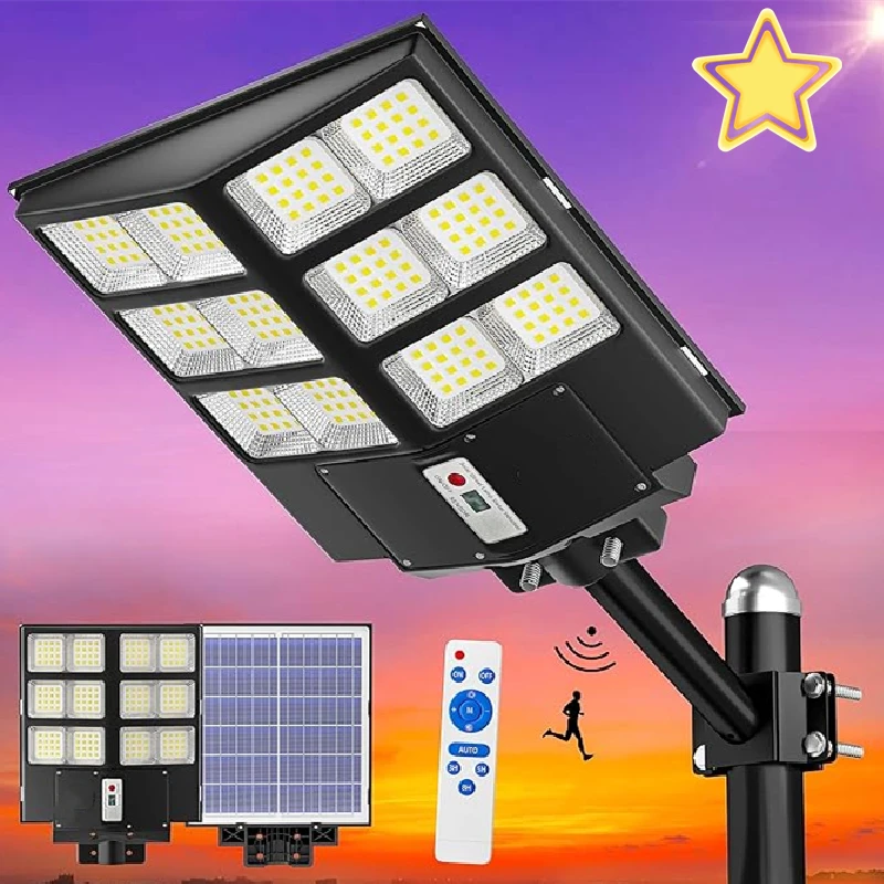 1000W Solar Light Waterproof IP67 Outdoor Lighting Warm Light 3000K Solar Flood Light LED Foco Projector Wide Angle Commercial