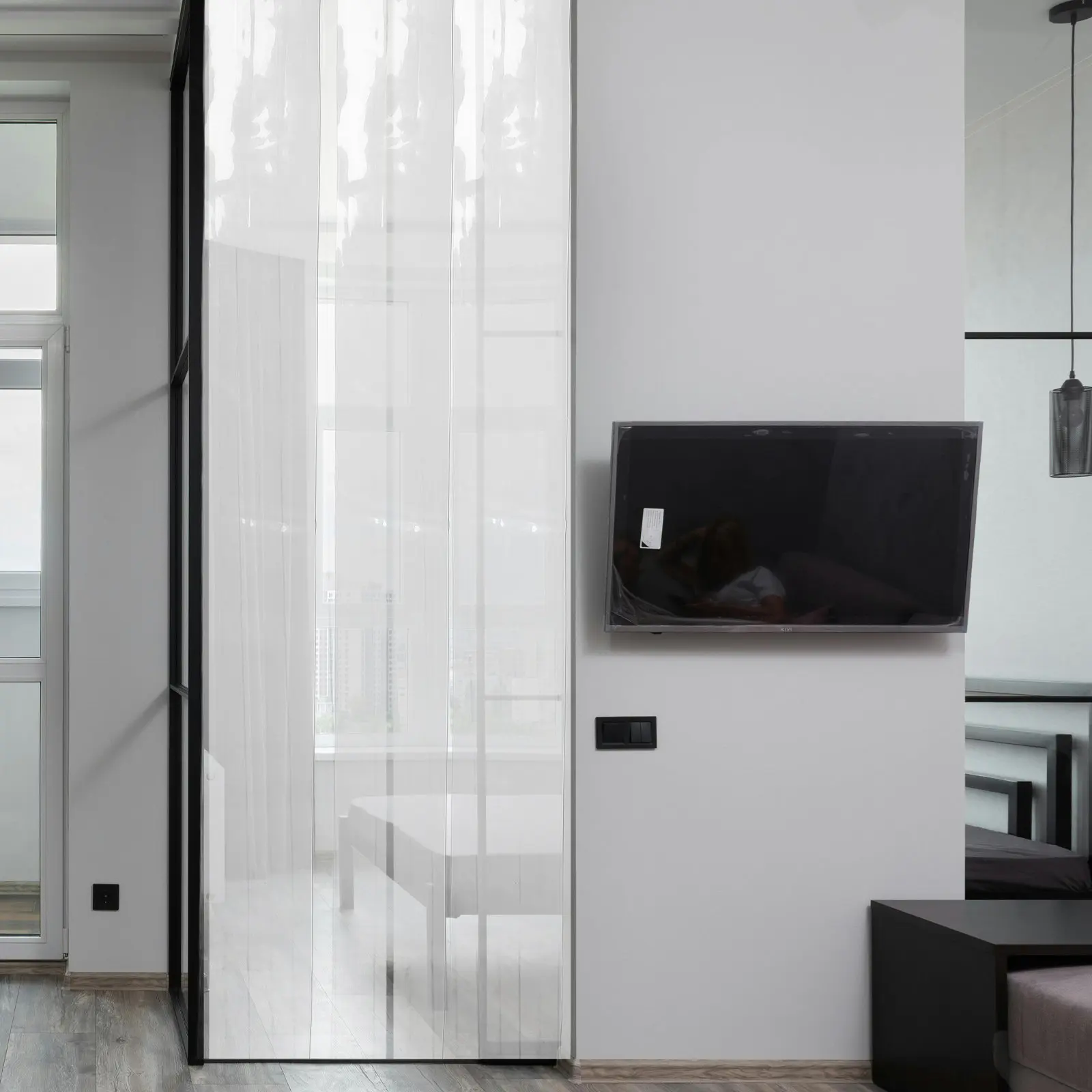 Clear Transparent Strip Door Curtain for Air Conditioning Efficiency Windproof Thermal Insulation Doorway Curtain Adhesive No