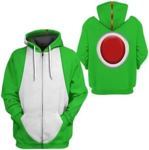 New Super Mario Bros Hoodie Kawaii Yoshi Mario Bowser Hooded Sweatshirt Spring Autumn Adult Cosplay 3D Printing Cartoon Clothes