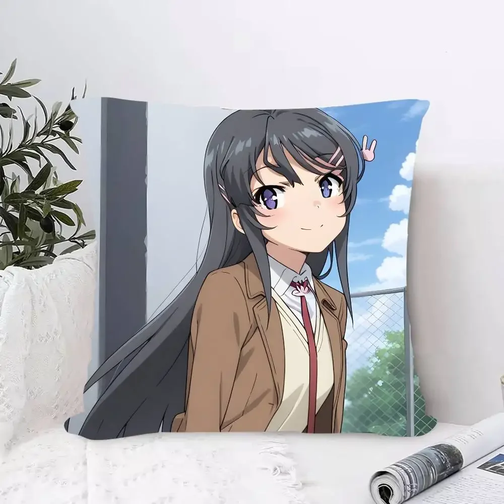 Sexy Mai S-Sakurajima Pillow Case  Anti-dustmite Pillowcase Invisible Zipper Silky Short Plush Sofa Cushion Cover - view 5