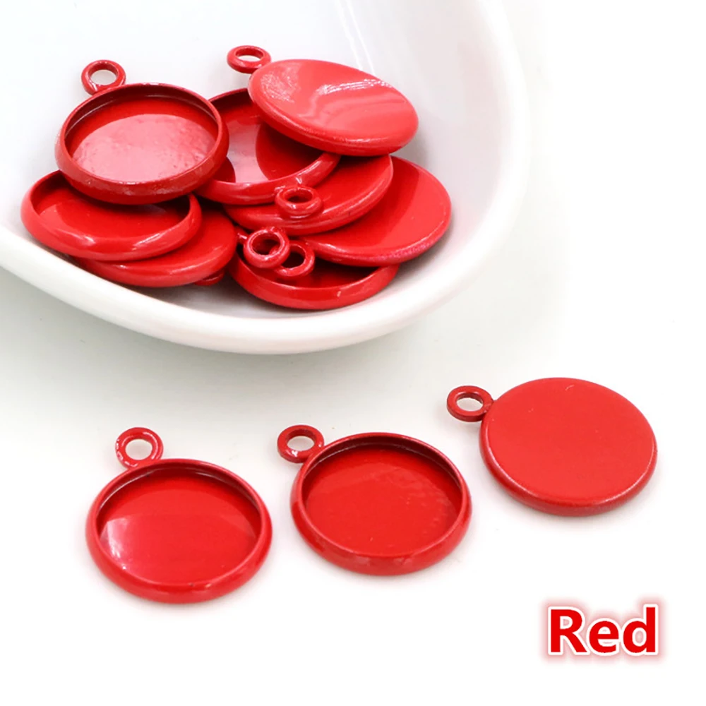 (New Colors) 20pcs/lot 12mm Inner Size 8 Colors Plated High Quality Iron Material Cameo Setting Pendant Tray,Fit 12mm Cabochons