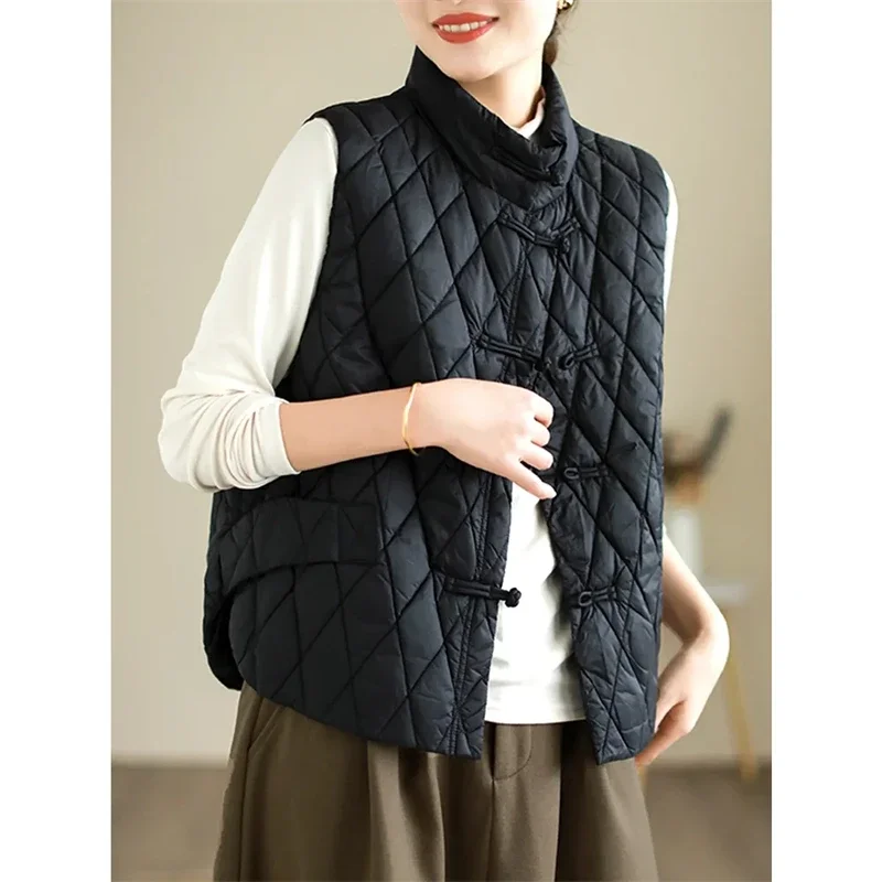 

Women's Cotton Vest 2025 Autumn Winter Retro Fashion New Sleeveless Lady Warm Down Cotton Waistcoat Comfortable Ladies Jacket