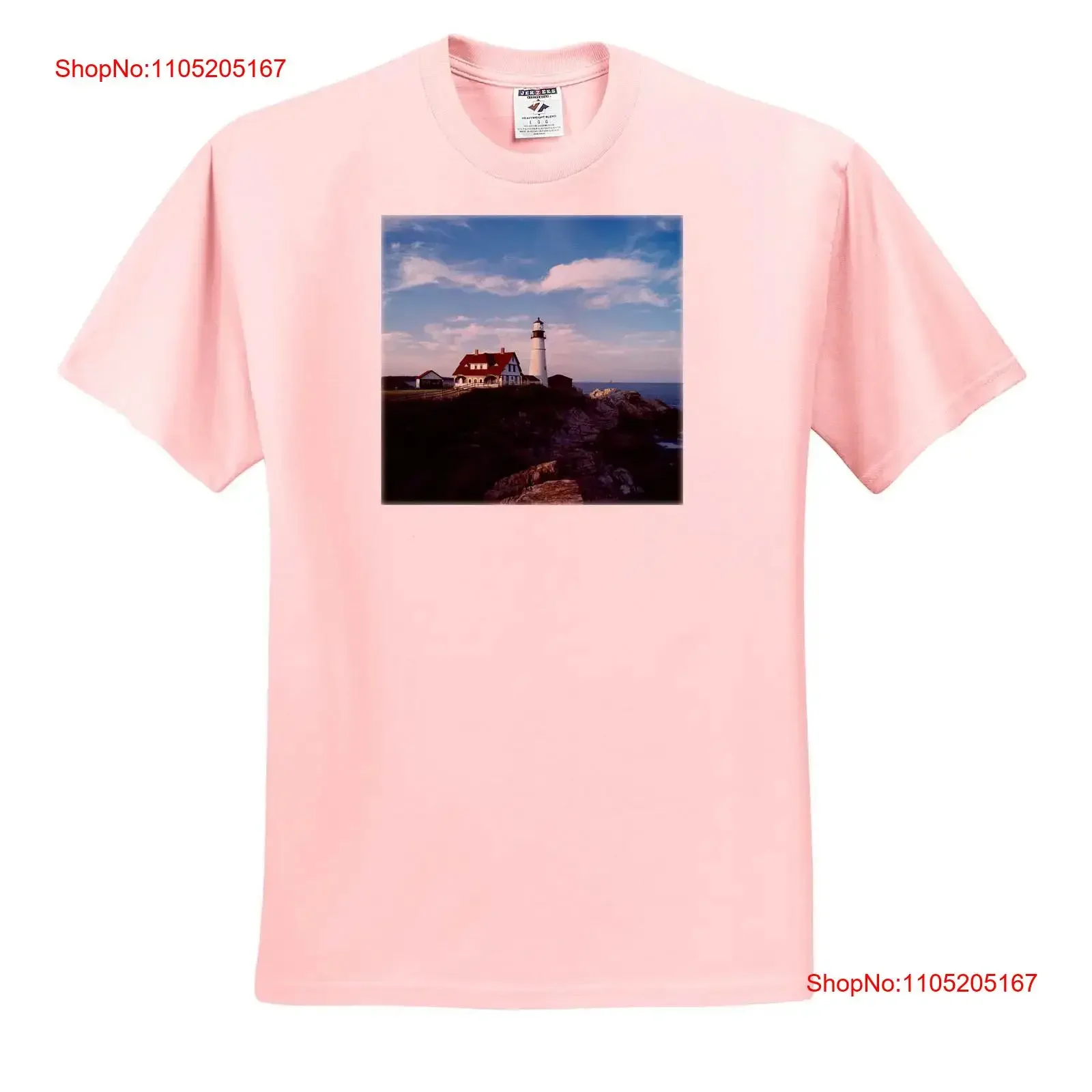 3dRose USA Maine Cape Elizabeth Portland Head Lighthouse T Shirt vintage Washed Casual Stretched Unisex graphic Comfortable