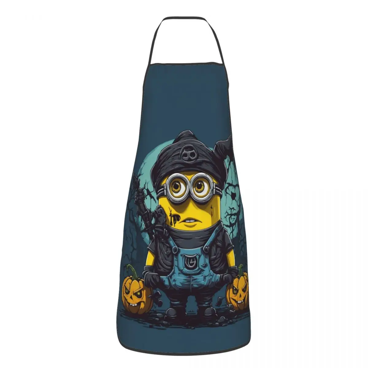 Custom Minion With Halloween Pumpkins Apron for Women Men Unisex Bib Kitchen Cooking Tablier Cuisine Chef Gardening