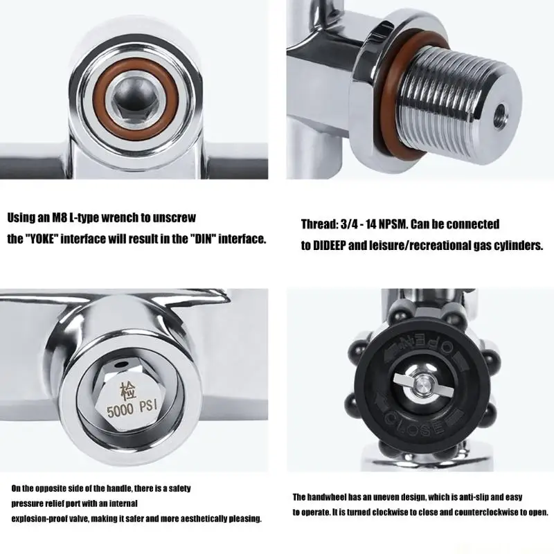 31BE Diving Tanks Cylinder Valves 3/4inch 3500PSI Air Tanks Refill Adapter Quick Connector Air Filling Station Refill Adapter