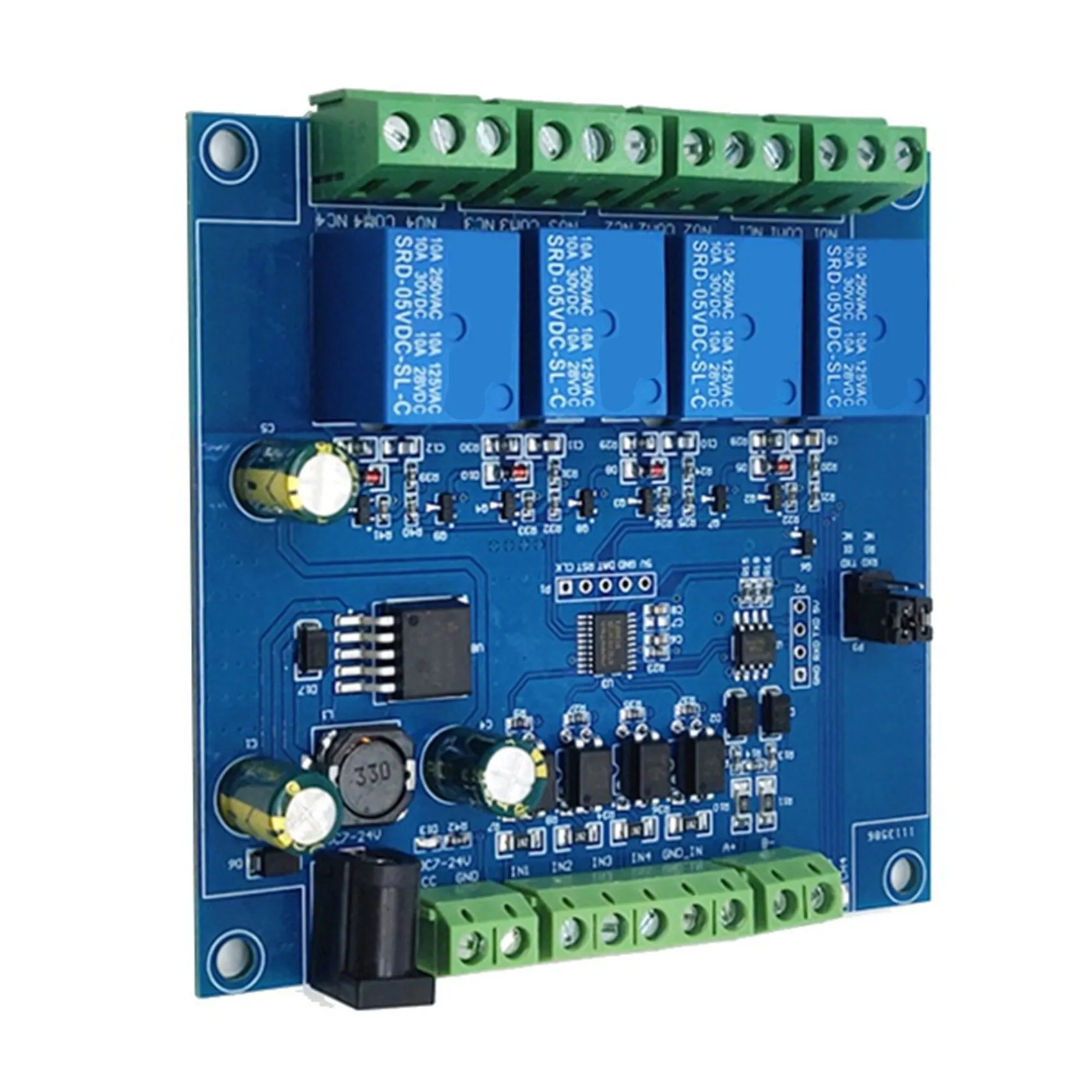 Modbus RTU 4 Way Relay Module 7-24V Relay Module Switch RS485/TTL Input and Output with Anti Reverse Protection