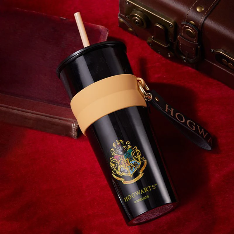 MINISO Harry Potter Series Hogwarts Straw Steel Cup 800ml Magic Style Portable Bottle Fashion Trend Decoration Boy&girl Gift