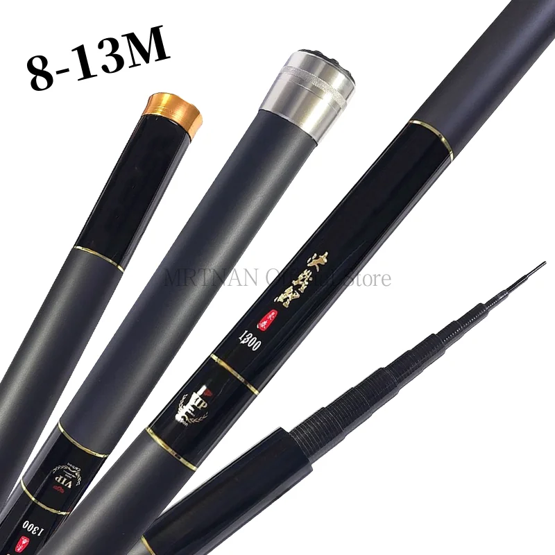 8M/9M/10M/11M/12M/13M Superhard Ultralight High Carbon Hand Fishing Rod High Quality Telescopic Stream Pole Carp Fishing Rod