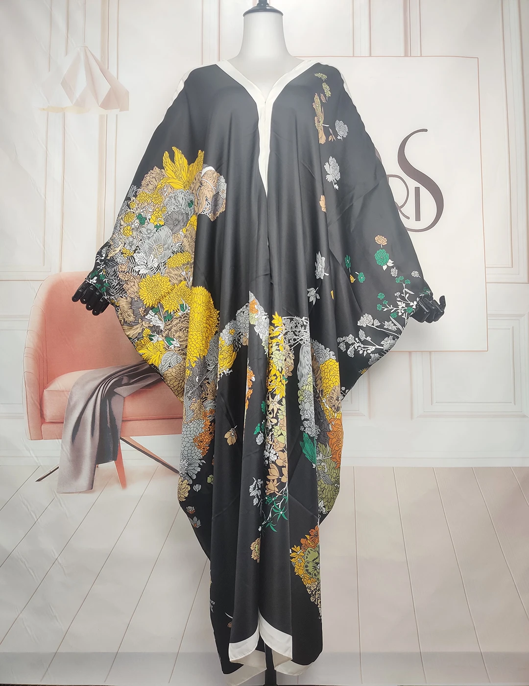 Summer Fashion African Boho Style Women Beach Sexy V-Neck Long Dress Kuwait Islamic Muslim lady Loose Abaya For Vacation