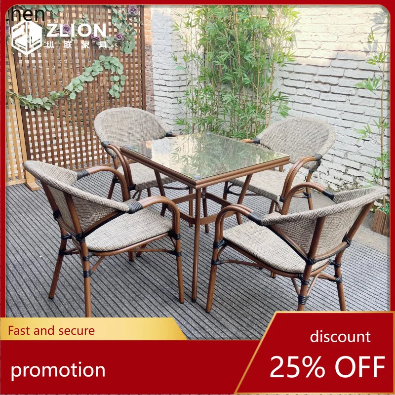 

HT outdoor mesh table and chair courtyard garden dining chair milk tea shop cafe balcony table and chair coffee table