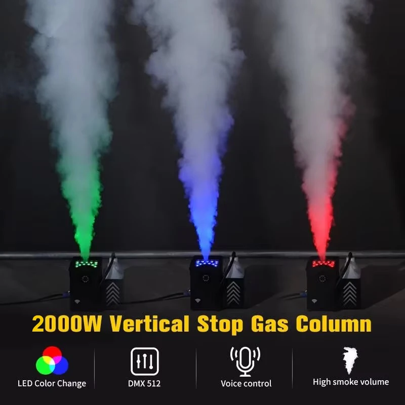 LSYNO 2000W Vertical Fog Machine Remote Control 15LED Smoke Machine Disco Stage Lighting Spray For Wedding Club DJ Show view 3