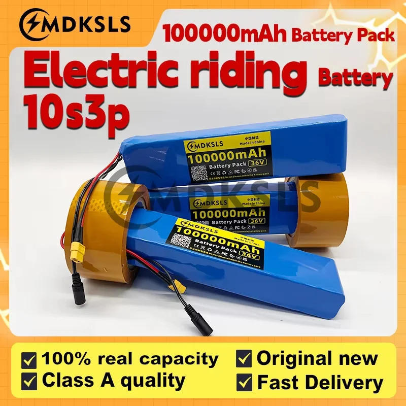 

New 36V 100000mAh 10S3P Rechargeable Lithium Battery Pack1000W Power Modified Bicycle Scooter Electric Vehicle with BMS