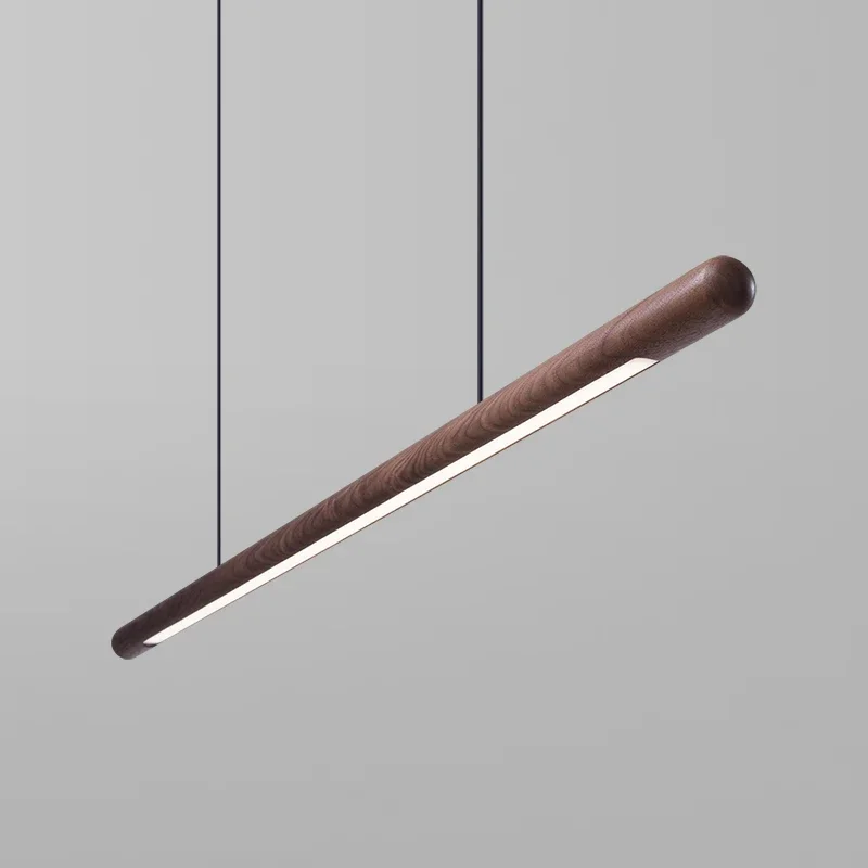 

Modern Nordic Solid Wood LED Pendant Lamp Bedroom Kitchen Light Hanging Circular Long Strip Modern Lights For Living Dining Room