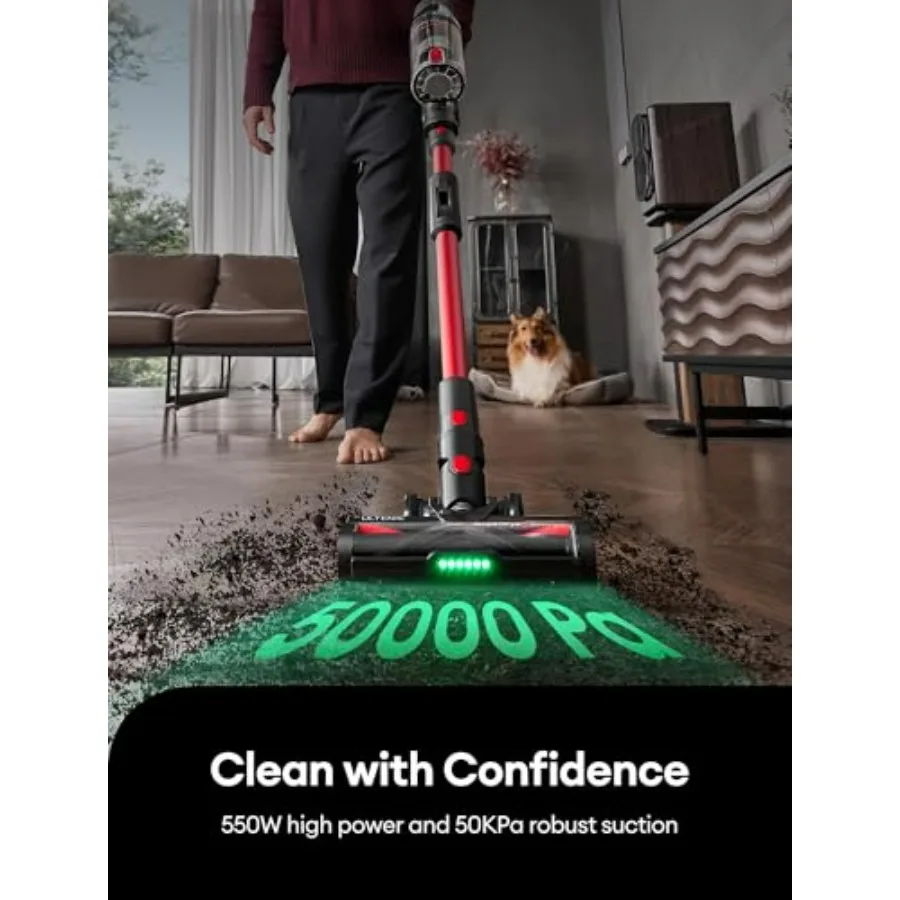 مكنسة كهربائية لاسلكية 550 وات/50 كيلو باسكال 60 دقيقة وقت التشغيل 180 عصا قابلة للانحناء مضادة للتشابك عصا مكنسة كهربائية لاسلكية مع قاعدة شحن H #2