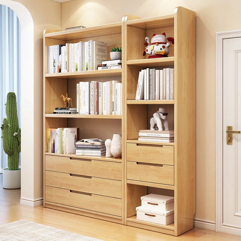 

Многоярусный стеллаж для дома из массива каучукового дерева, свободно комбинируемый, для хранения книг