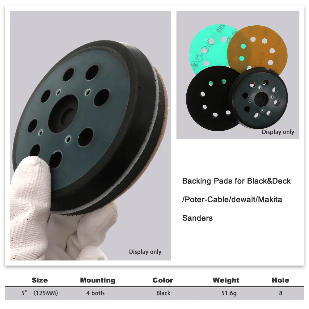 5 pollici 8 fori 4 bulloni tampone abrasivo di Backup piastra di supporto per levigatrice 125mm gancio e anello per smerigliatrice elettrica accessori per utensili elettrici