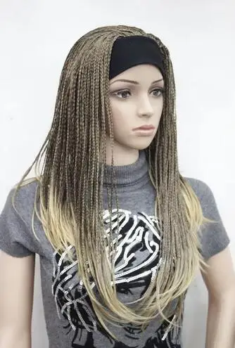 beautiful charming hot NEW Brown Blonde Mixed Long Beaded braids Women Lady 3/4 half wig headband