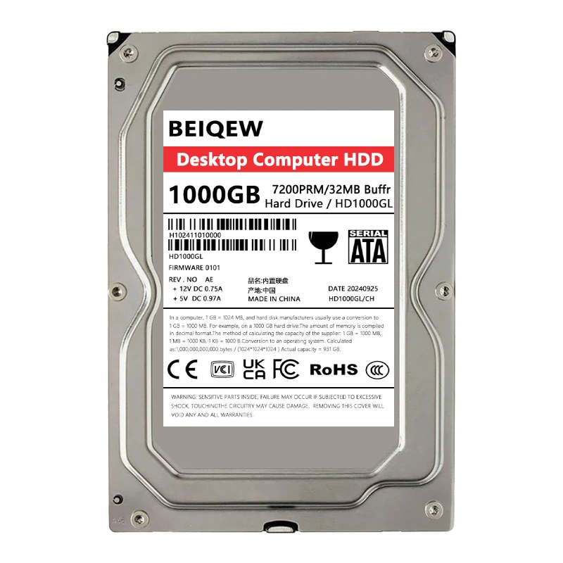 

1TB HDD Desktop hard drive 16MB 7200rpm cache 3.5-inch internal hard drive SATA 3.0