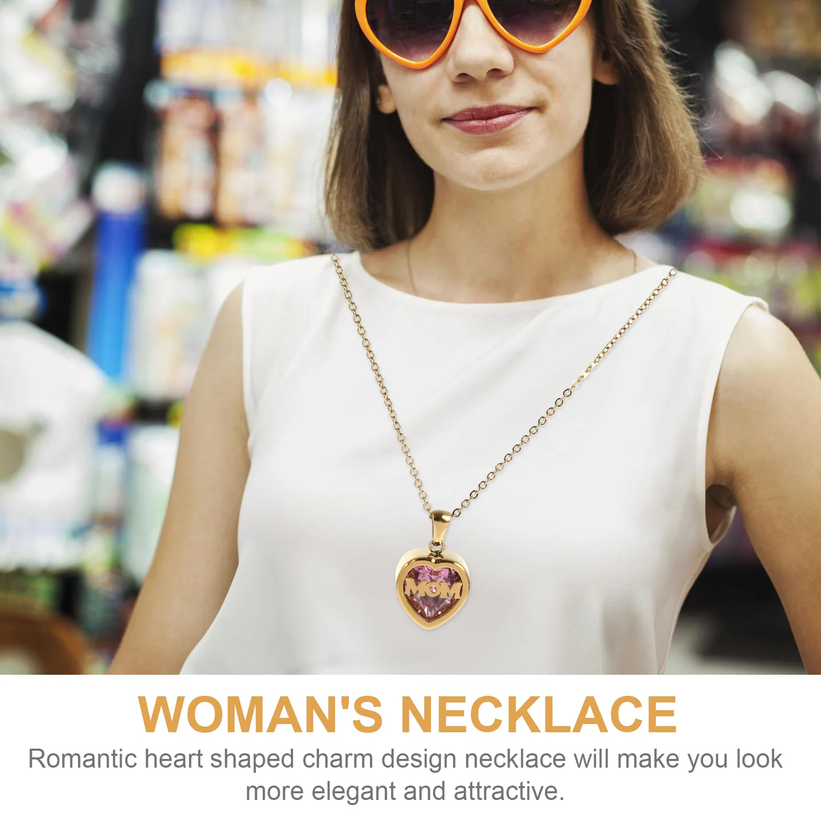 

Heart Shaped Pendant Necklace Stainless Steel Romantic Jewelry Gift For Women Mother'S Day Fashion Necklace