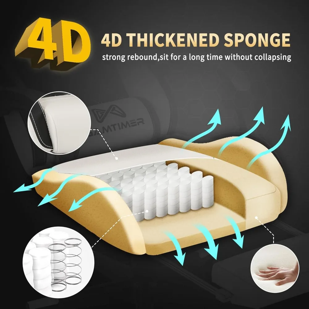 Gaming Chair, Computer Office Chair with Footrest, 155° Reclining Chair, Ergonomic High Back Computer Chair with Headrest