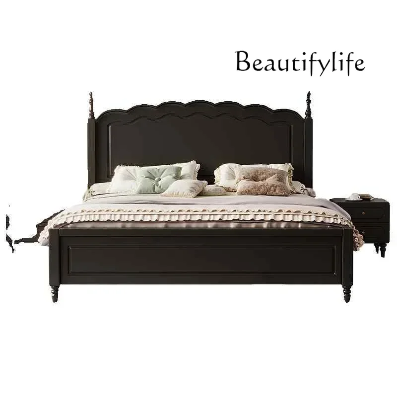 X36 Cherry Wood Solid Wood Soft Bag Cloud Bed Modern Simple Double Bed