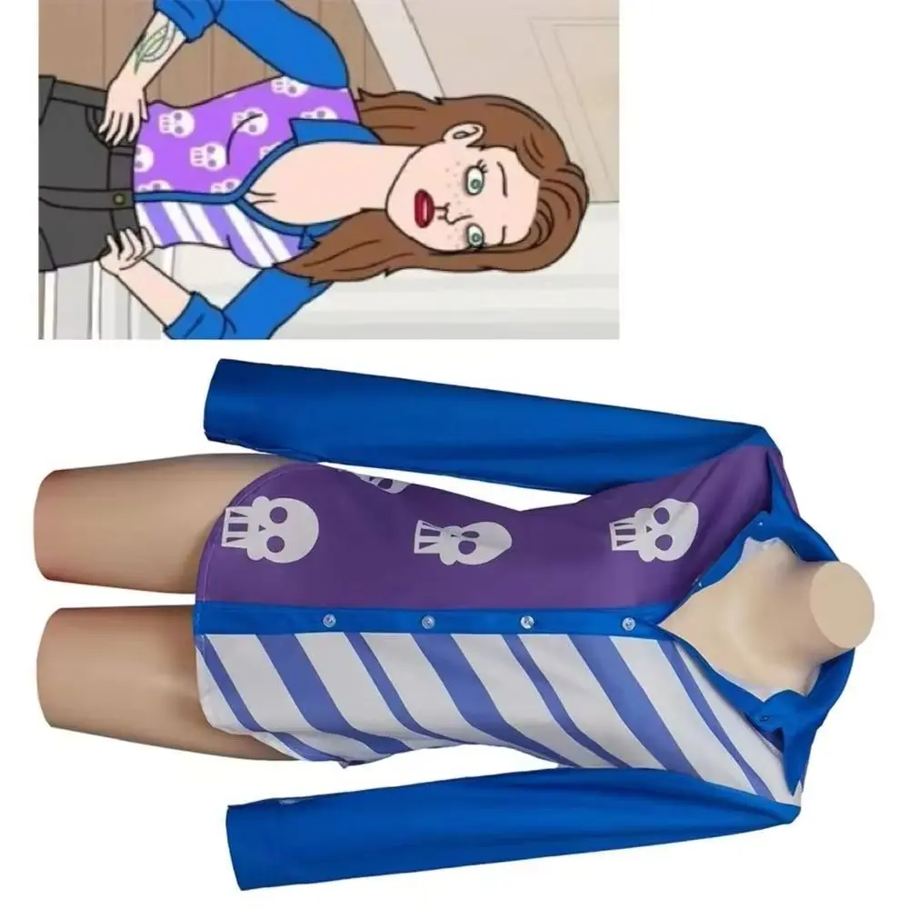 Anime Sarah Lynn Cosplay Kostüm Frauen Blau Print Shirt Casual Lange Ärmel Halloween Top Bluse