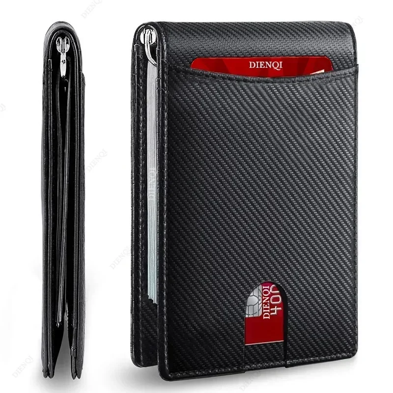 

RFID Credit Card Holder Men Slim Wallet Money Clips Microfiber Leather Thin Bifold Walet Vallet Money Bag Smart Wallet for Men