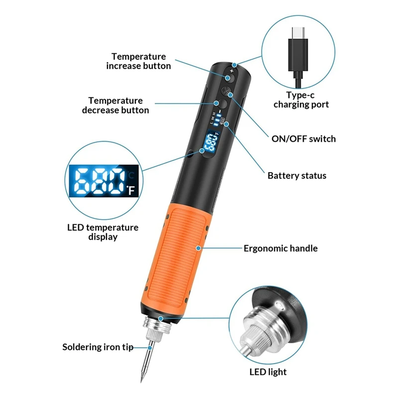 Digital Display USB Wireless Soldering Iron Kit Portable Soldering Iron Pen USB Rechargeable Electronic Welding Tool