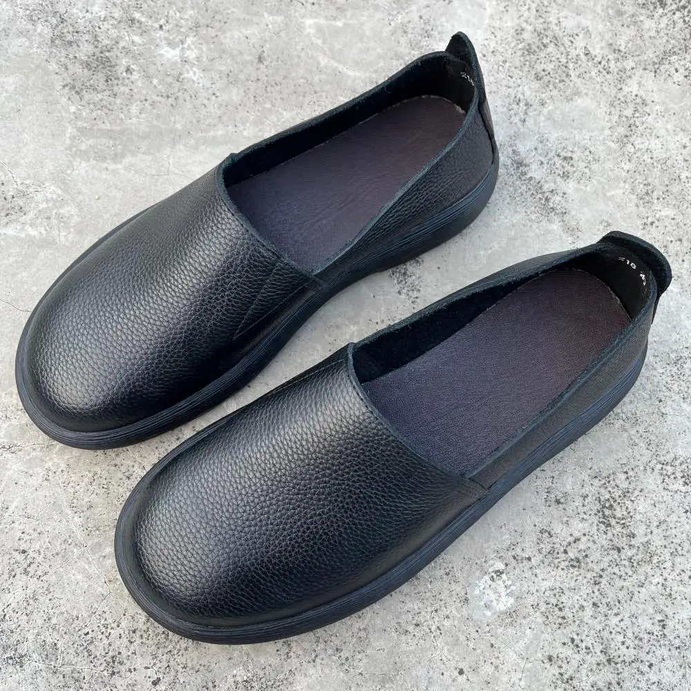 

Careaymade-100% Genuine leather widertoe Men's casual shoes soft sole one foot lazy shoes, cowhide classic trendy handmade shoes