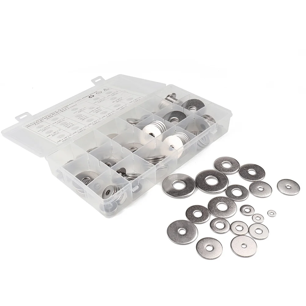 

165 Pcs Washer M5 M8 M10 Anti loosening Plain Flat Gasket Ring M5 M8 M10 Washer Flat Gasket Ring for Machinery Hardware