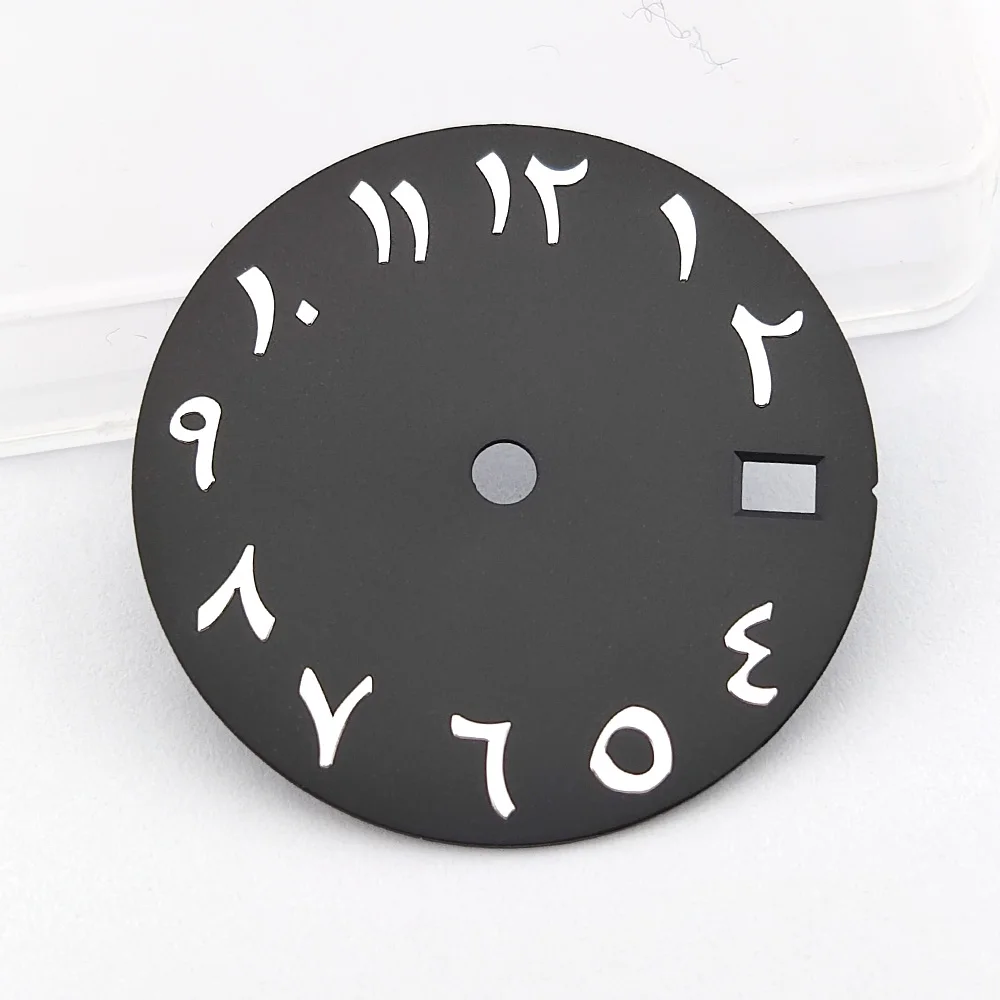 Quadrante dell'orologio da 28.5mm quadrante NH35 quadrante con numeri arabi LOGO personalizzato fai da te accessori per orologi stampati al Laser adatti per il movimento NH35/NH36