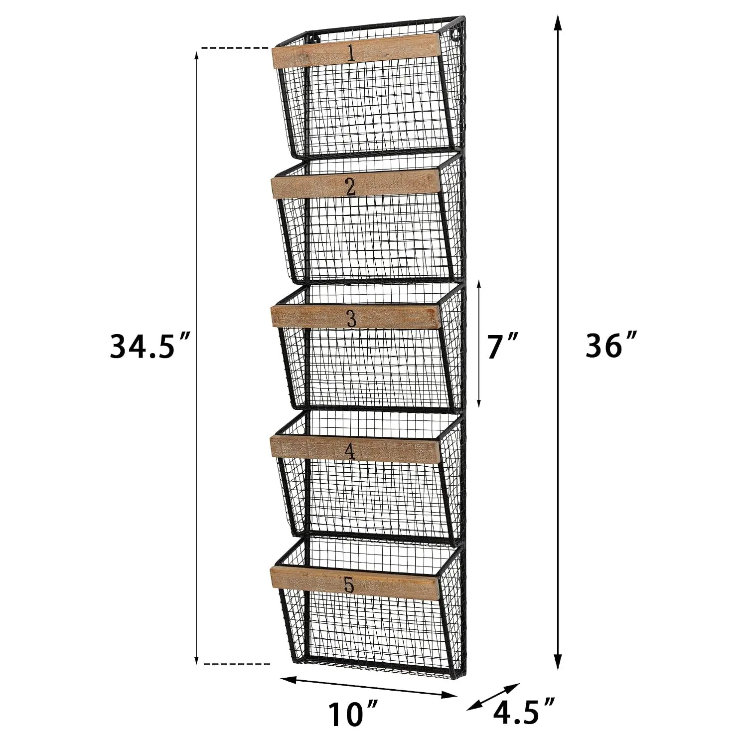 Wall Mounted File Magazine Mail Rack Holder, Metal Basket Shelf Wall Organizer for Newspapers, Magazines, Fit for, Customized