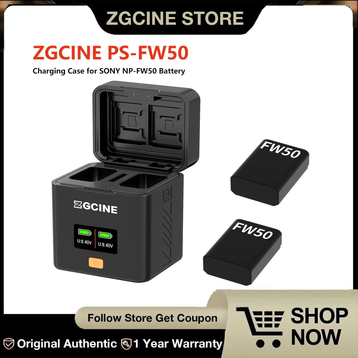 ZGCINE PS-FW50 Charging Case for SONY NP-FW50 Battery,ZG FW50,fw50.