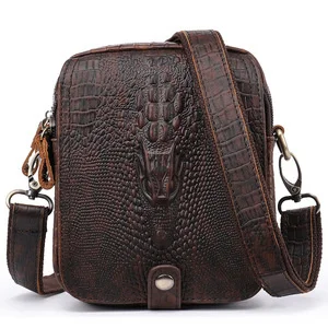 Men's Crossbody Shoulder Bag Men's Genuine Leather Shoulder Bag Crocodile Pattern Messenger Bag Male Alligator Side Bags