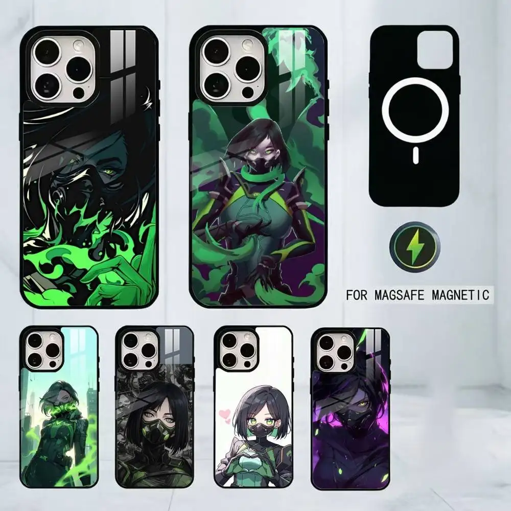 

V-Valorant Viper Painting Phone Case For iPhone17,16,15,14,13,12,11 Plus,Pro Magnetic with Magsafe Wireless Charging