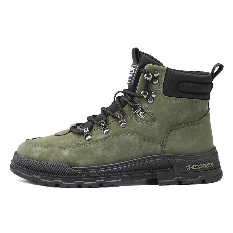 Sapato de caminhada antiderrapante de sola grossa masculina, Botas pretas com renda, Aumento de altura, Resistente ao desgaste, Conforto, Britânico, Inverno, 2022