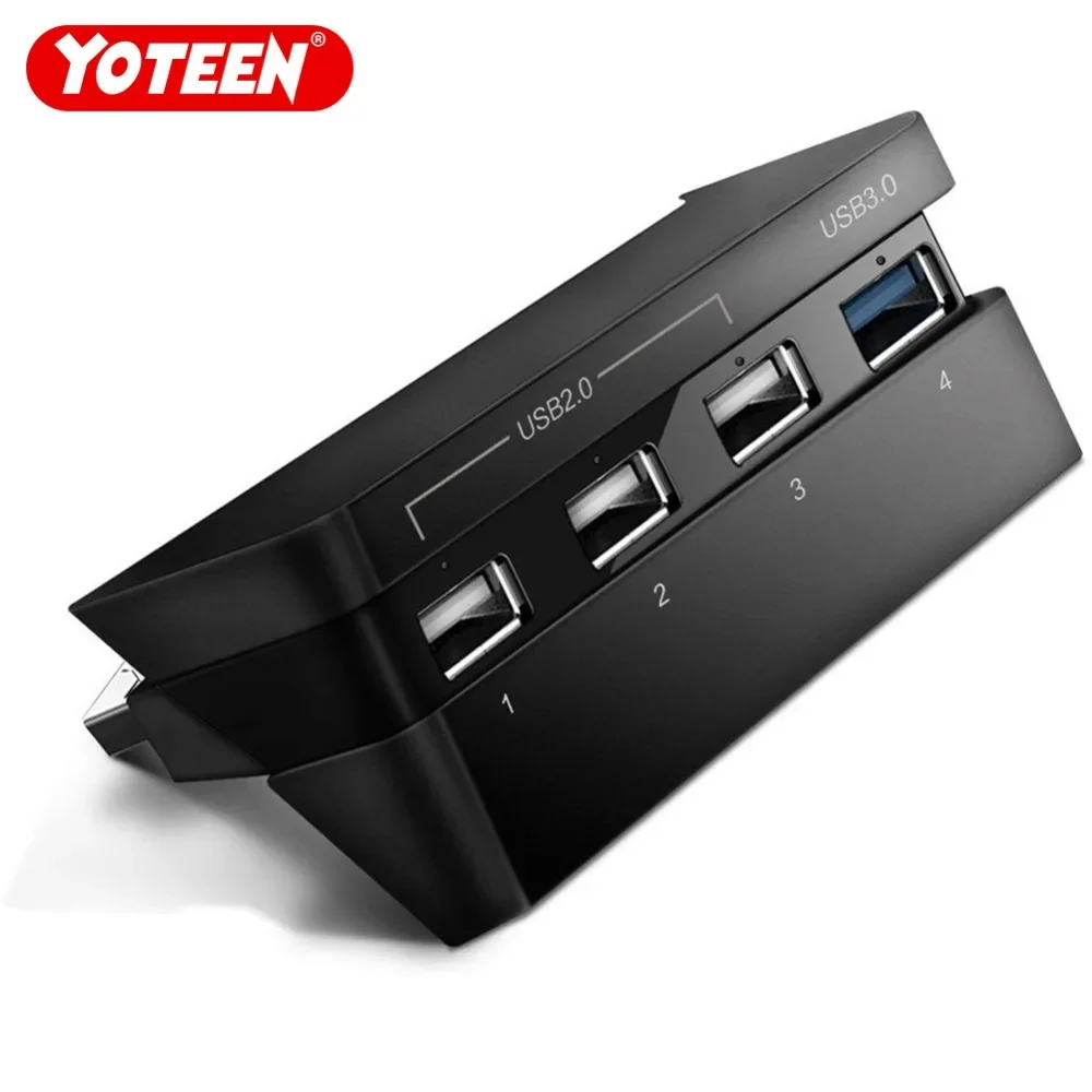 USB Hub for PS4 Slim USB 3.0 Super Transfer Speed Charger Controller Splitter Expansion Adapter with LED Indicator 4 USB Port