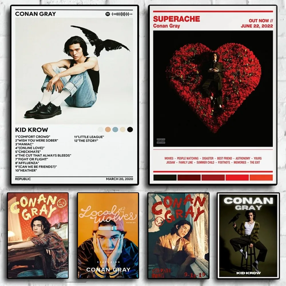 غلاف ألبوم موسيقى البوب الراب ، ملصق كونان الرمادي ، مغني الراب الجمالي ، موسيقى الهيب هوب الصخرية ، الطفل الخارق ، طباعة قماش كرو ، جدار الفن ، ديكور الغرفة #1