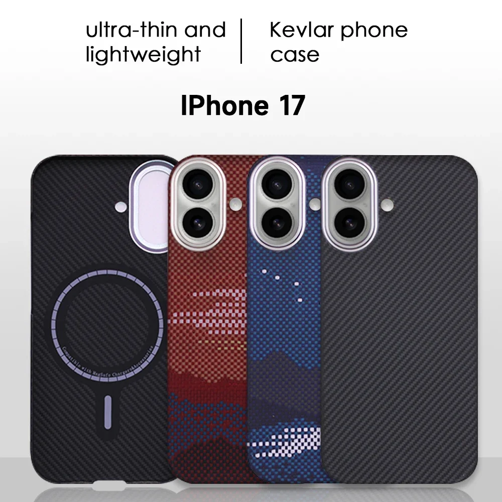 

Kevlar Case For iPhone 17, 600D&1500D Kevlar Aramid Fiber,Ultra Slim & Lightweight Minimalist Cover, Magnet-Free Bare Phone Feel