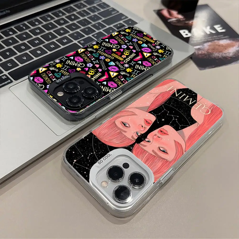 

Чехол для мобильного телефона Zodiac Sign Gemini для iPhone 17, 16, 15, 14, 13, 12, 11 X XR XS 8 7 Pro Max Plus, полупрозрачный цветной чехол