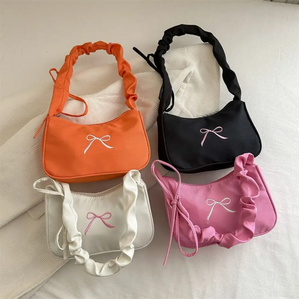 

Fashion Y2k-Style Bow Pleated Armpit Bag Ruffle Sweet Bowknot Shoulder Bag Casual Trendy Women Handbag Ladies