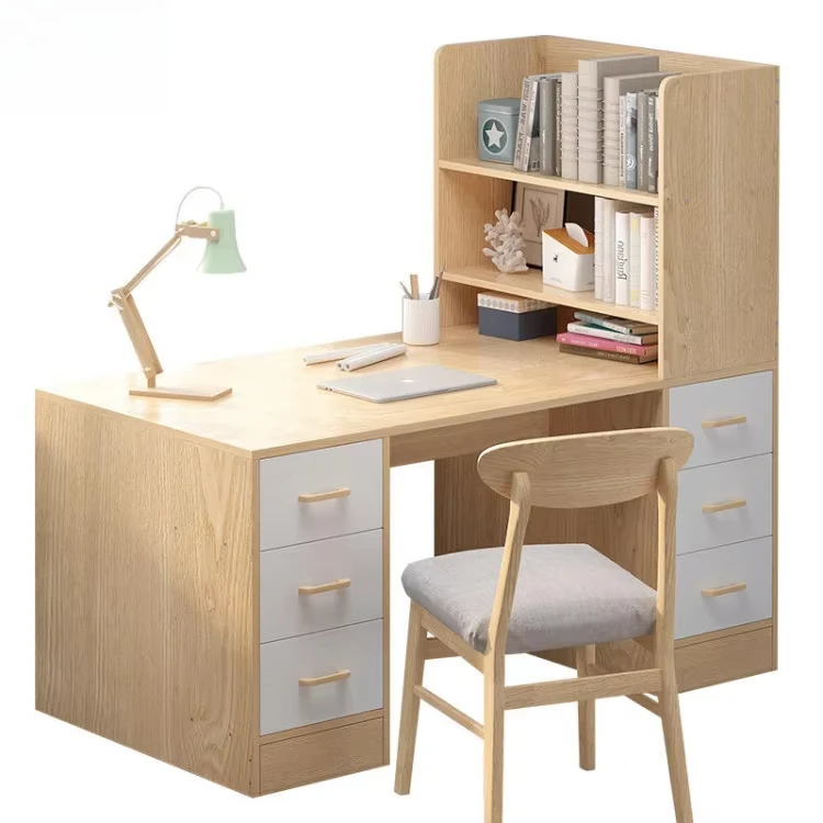 Modern Durable Aluminum Office Table, Computer Desk with Bookshelves, Drawers, Multi-color Options, Home Office Furniture