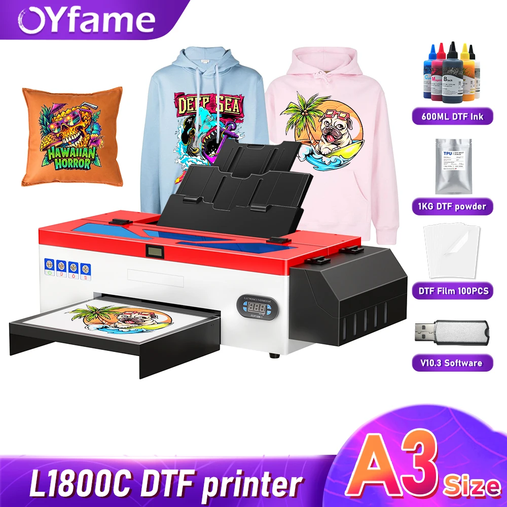 OYfame dtf printer l1800 a3 directly to film transfer printer a3 With Oven Dryer for Clothes Hoodies  t shirt printing machine