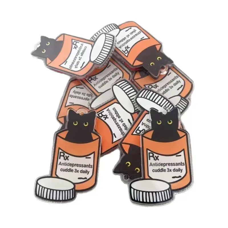 10pcs acrylic medicine cat pendant, DIY jewelry making earrings necklace keychain accessories view 4