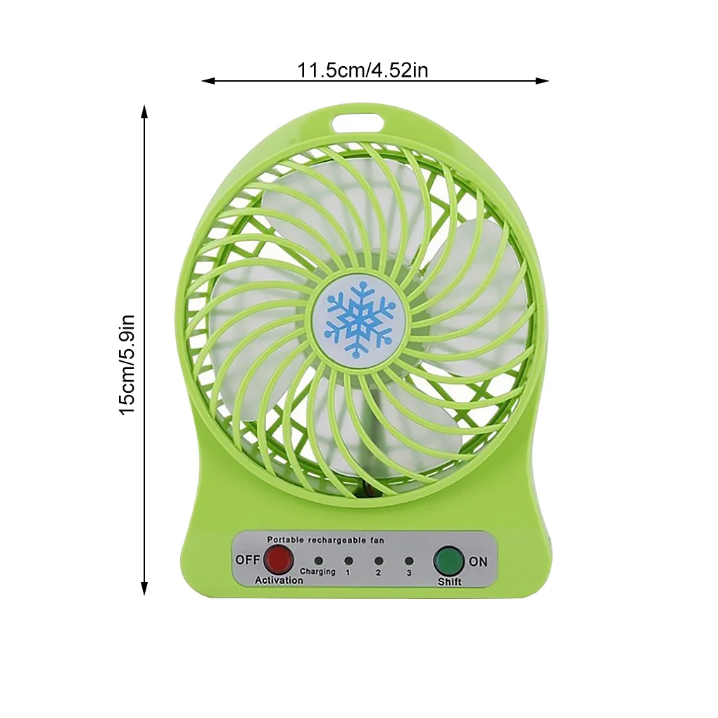 USB Rechargeable Mini Fan Indoor Outdoor Portable Desktop Plastic Electric Fan with LED Light