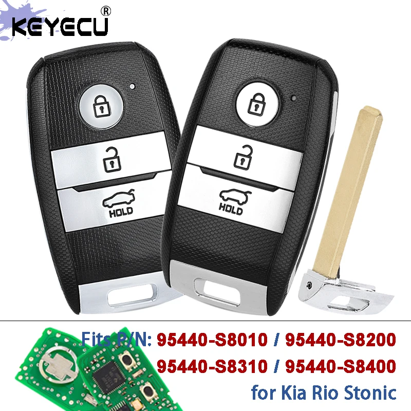

Умный смарт-ключ-брелок KEYECU 95440-H8100 95440-H8200 95440-H9000 95440-H9050 433 МГц с чипом 8A для Kia Rio Stonic 2017-2024