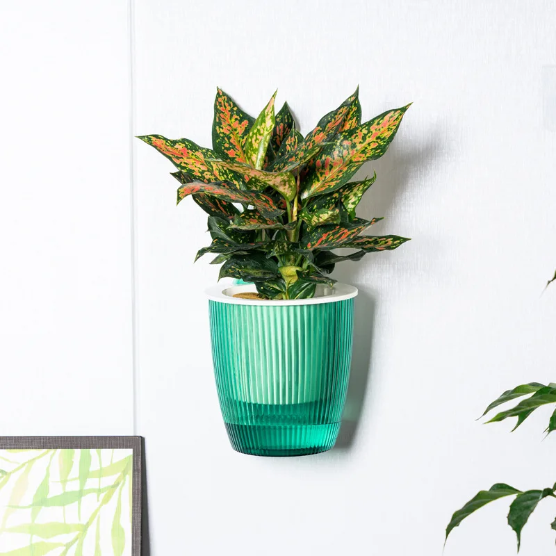 Wall Mounted Plastic Potted Plant Flowerpot Creative Wall Hanging Planter Self Watering Planter Pots Home Wall Decoration