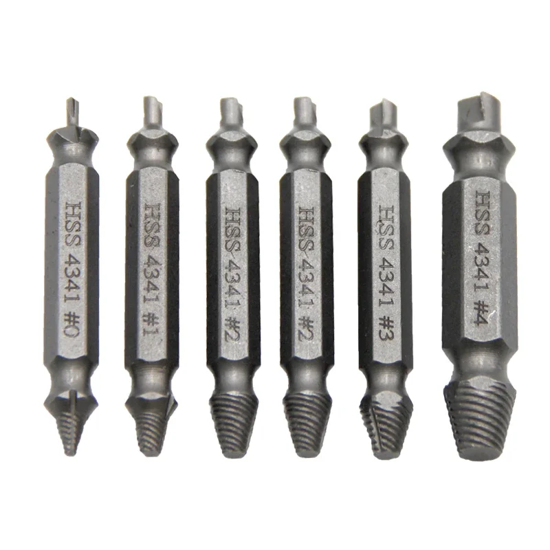 

6pcs/set Extractor Double Head Screw Slide Tooth Removal Tool S2 Screwdriver Screwdriver Screwdriver Head Broken Wire Set