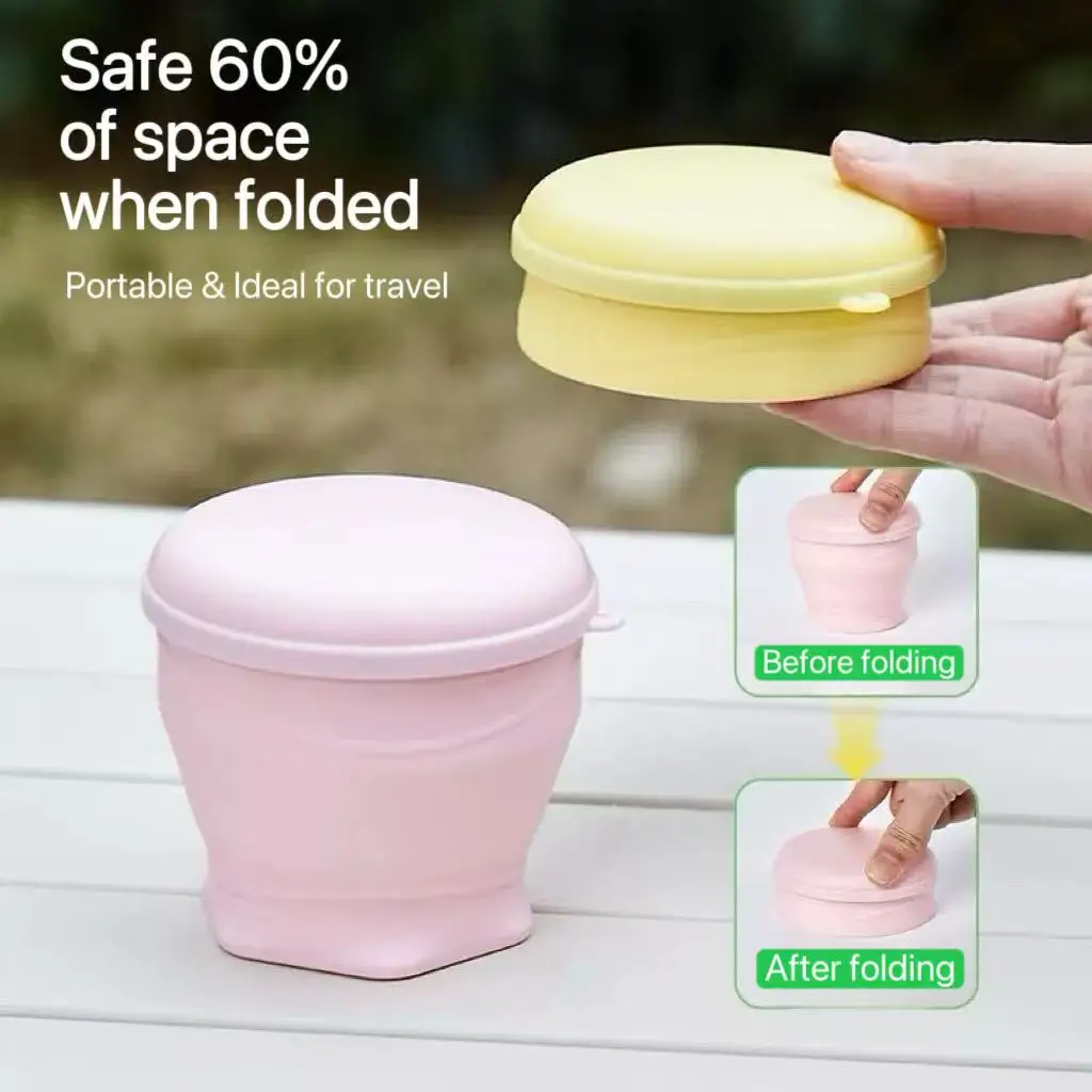 Portable Collapsible Water Cup, Leak-Proof Camping Mug, Macaron Water Cup