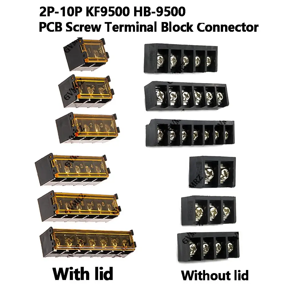 2PCS 2P-10P 2P HB9500 6P 7P 8P 9P 10Pin PCB Screw Terminal Block Connector HB-9500 Lid Barrier Terminal 9.5MM Pitch KF9500 3P
